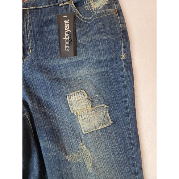 Lane Bryant Distinctly Boot Cut Jeans Sz 20 Patchwork Distressed Stretch NWT - Picture 5 of 12